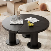 Bellemave® Easy Assembly Round Petal - Shaped Coffee Table with 3 Thick Legs and Sleek Round Edges - Bellemave
